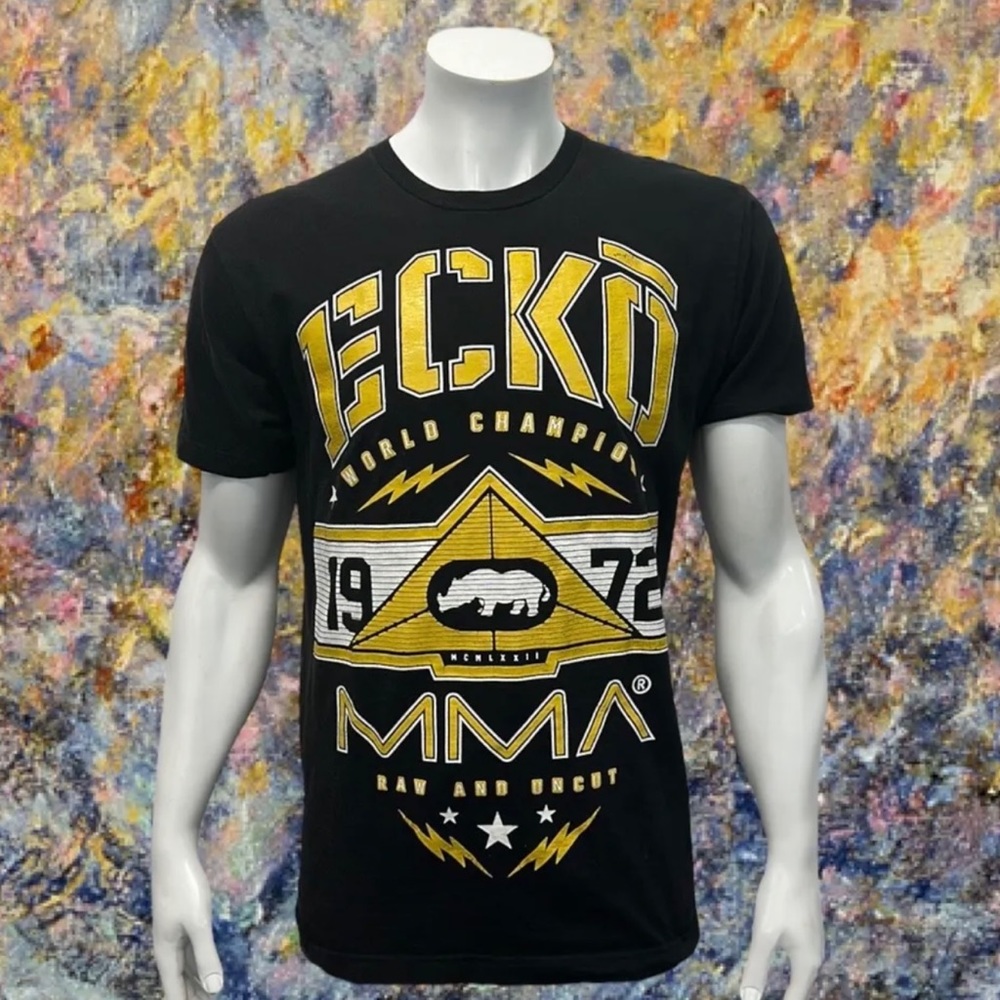 ECKO UNLTD MMA World Champion Raw and Uncut 1972 Black Yellow Rino T-Shirt Large